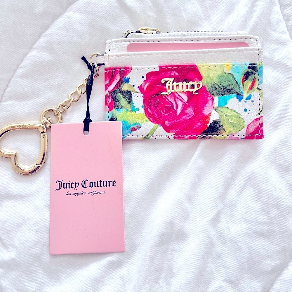 Juicy Couture - Floral card and coin wallet with gold heart charm